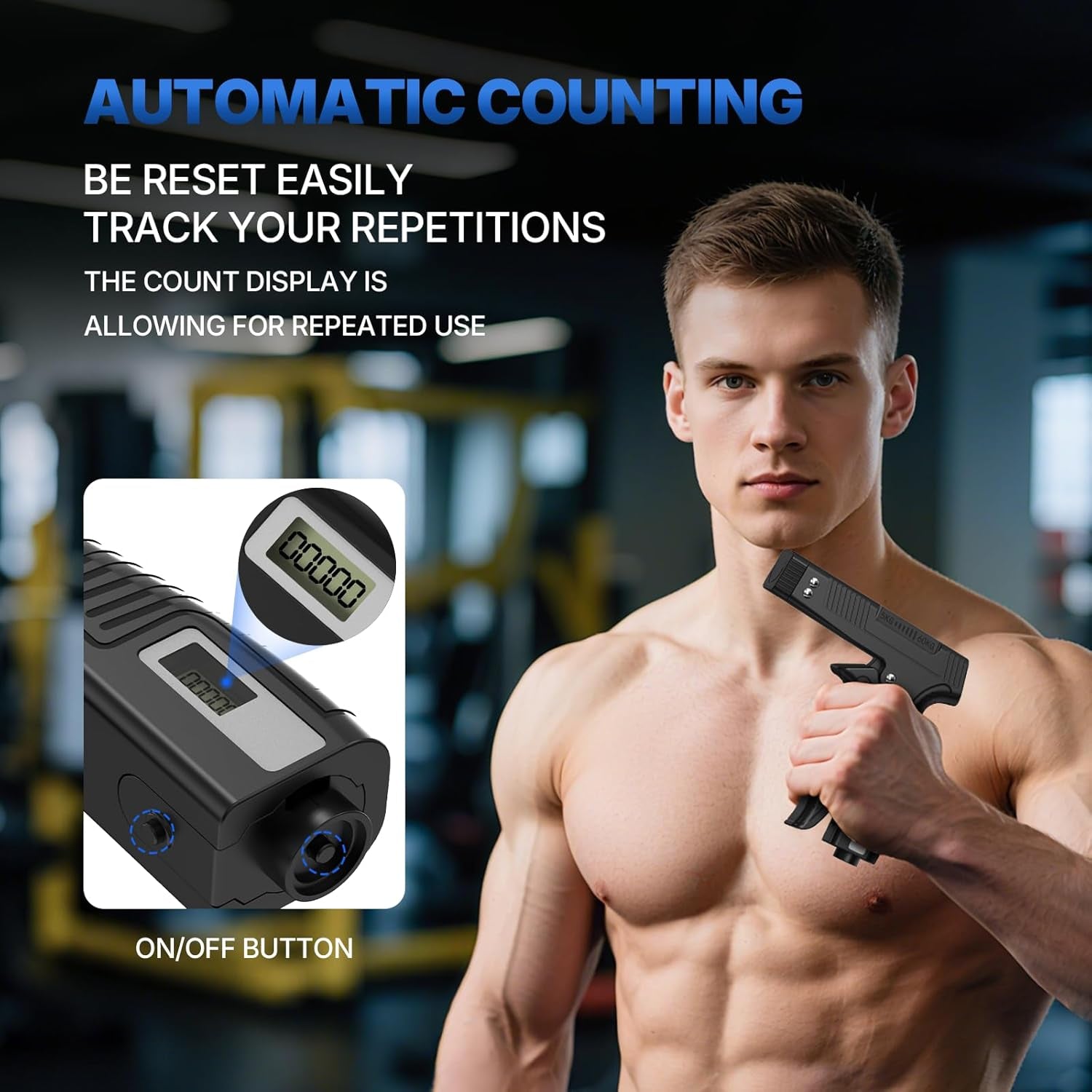 Grip Strength Trainer with Finger Exerciser, Digital Counter Adjustable Hand Grip Strengthener for Strength Training, Recovery and Muscle Building