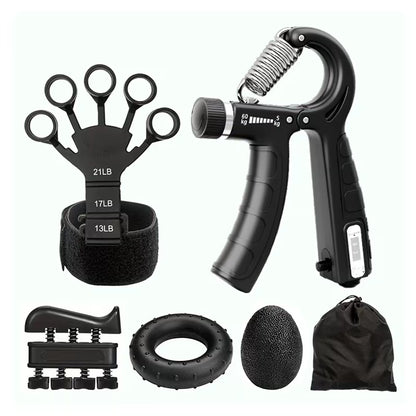 Grip Strength Trainer Set Wiht Finger Trainer Hand Grip Enhancer Finger Stretcher Grip Ring Muscle Decompression Ball